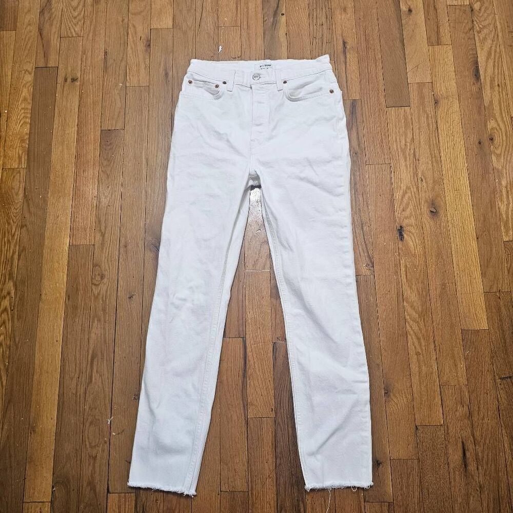 RE/DONE Jeans Womens White Denim High Rise Ankle Crop Size 27